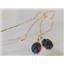 14k Gold Threader Earrings, Created Black Opal, E005