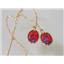 14k Gold Threader Earrings, Created Red/Brown Opal, E005