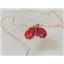 14k Gold Threader Earrings, Created Red/Brown Opal, E005