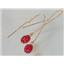 14k Gold Threader Earrings, Created Red/Brown Opal, E005