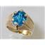 10K, 14K or 18K Men's Gold Ring, Swiss Blue Topaz, R234