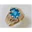 10K, 14K or 18K Men's Gold Ring, Swiss Blue Topaz, R234