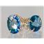 14k Gold Post Earrings, Neptunes Garden Topaz, E202