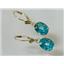 14k Gold Leverback Earrings, Paraiba Topaz, E107