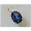 P018, Created Blue Sapphire, 14K Gold Pendant