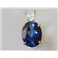 P018, Created Blue Sapphire, 14K Gold Pendant