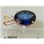 P018, Created Blue Sapphire, 14K Gold Pendant