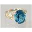 10K, 14K or 18K Gold Angel Ring, Concave London Blue Topaz, R154