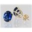 14k Gold Post Earrings, Created Blue Sapphire, E002