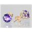 14k Gold Post Earrings, Amethyst, E012