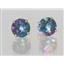14k Gold Post Earrings, Mystic Fire Topaz, E112