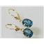 14k Gold Leverback Earrings, Quantum Cut London Blue Topaz, E107