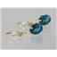 14k Gold Leverback Earrings, Quantum Cut London Blue Topaz, E107