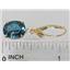 14k Gold Leverback Earrings, Quantum Cut London Blue Topaz, E107
