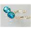 14k Gold Leverback Earrings, Paraiba Topaz, E111