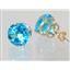 14k Gold Post Earrings, Swiss Blue Topaz, E212