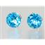 14k Gold Post Earrings, Swiss Blue Topaz, E212