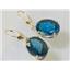 14k Gold Leverback Earrings, London Blue Topaz, E407