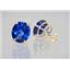 14k Gold Post Earrings, Created Blue Sapphire, E202