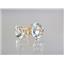 14k Gold Post Earrings, Silver Topaz, E102