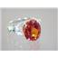 Created Padparadsha Sapphire, 925 Silver Ring, SR154
