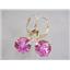 14k Gold Leverback Earrings, Pure Pink Topaz, E217
