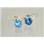 14k Gold Leverback Earrings, London Blue Topaz, E017