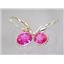 14k Gold Leverback Earrings, Created Pink Sapphire, E001