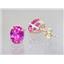 E002, Created Pink Sapphire 14K Gold Earrings, 3 cts