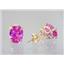 E002, Created Pink Sapphire 14K Gold Earrings, 3 cts