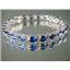 SB001, Created Blue Sapphire, 925 Silver Bracelet