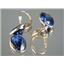 14k Gold Leverback Earrings, Created Blue Sapphire, E201