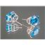 14k Gold Post Earrings, Swiss Blue CZ, E102