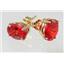 14k Gold Post Earrings, Created Padparadscha Sapphire, E002