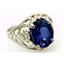 Sterling Silver Ladies Ring, Created Blue Sapphire, SR004