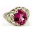Sterling Silver Ladies Ring, Created Pink Sapphire, SR004