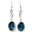 925 Sterling Silver Leverback Earrings, London Blue Topaz, SE001