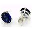 925 Sterling Silver Post Earrings, Created Blue Sapphire, SE002