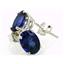 925 Sterling Silver Post Earrings, Created Blue Sapphire, SE002