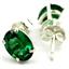 925 Sterling Silver Post Earrings, Russian Nanocrystal Emerald, SE002