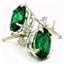 925 Sterling Silver Post Earrings, Russian Nanocrystal Emerald, SE002