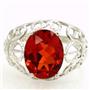 SR162, Created Padparadsha Sapphire, 925 Silver Ring