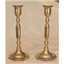 Pair of 7 1/2" Brass Candle Holders Octagon Base