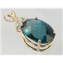 P016, London Blue Topaz, 14K Gold Pendant