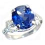 Created Blue Sapphire, 925 Sterling Silver Ring, SR154