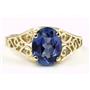 10K, 14K or 18K Gold Ladies Ring, Created Blue Sapphire, R005