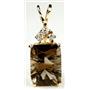 P042, Smoky Quartz 14K Gold Pendant w/accents
