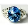 SR057, Swiss Blue Topaz, 925 Sterling Silver Ring