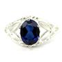 SR137, Created Blue Sapphire, 925 Sterling Silver Ring