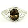 SR137, Smoky Quartz, 925 Sterling Silver Ring